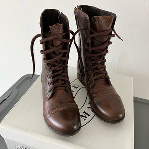 Steve Madden brown leather combat boot